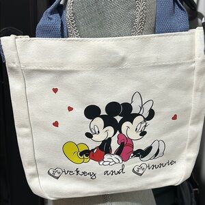 Mickey and Minnie Canvas Tote Bag - Cream